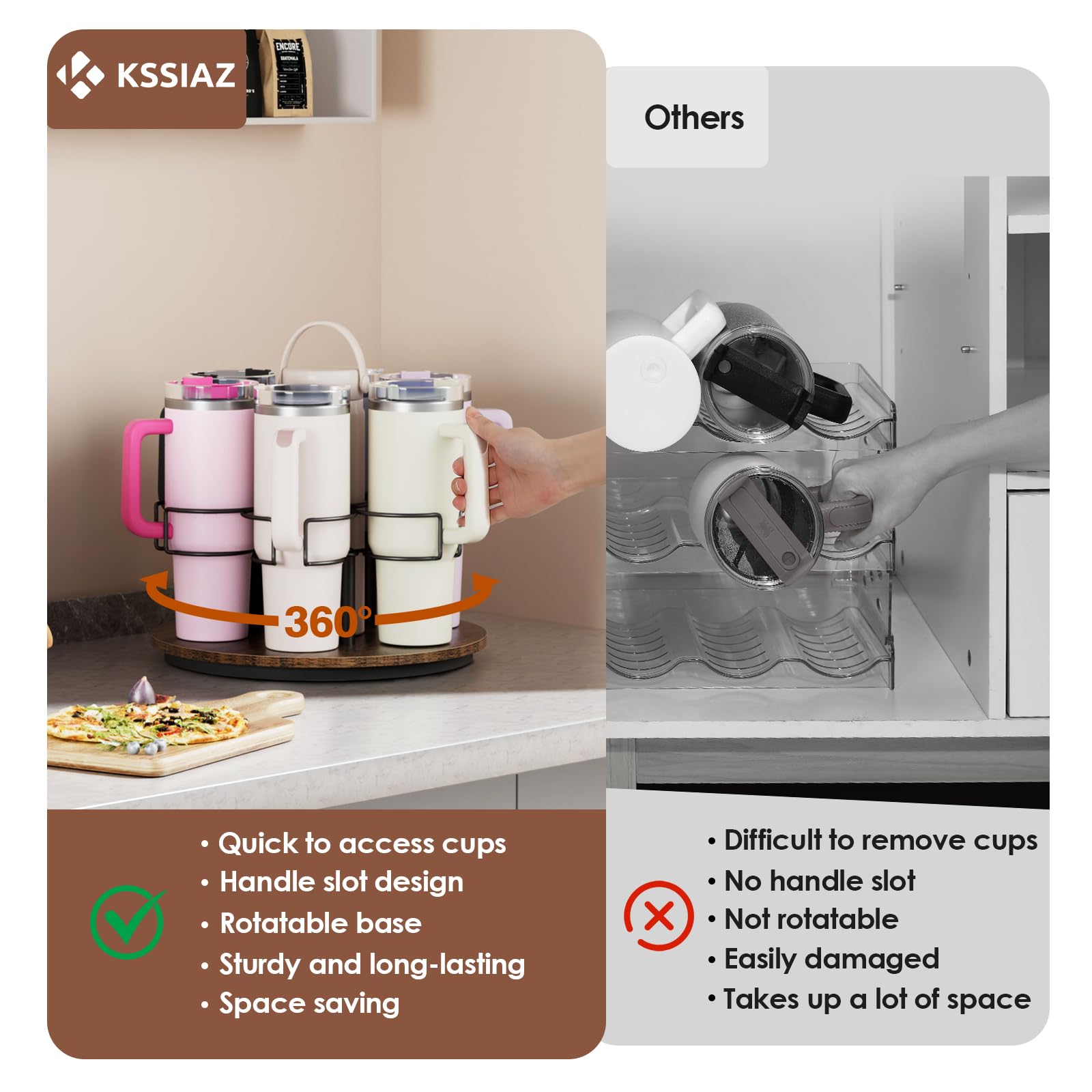 Kssiaz organizer doubles as decor on pantry shelves or countertops.