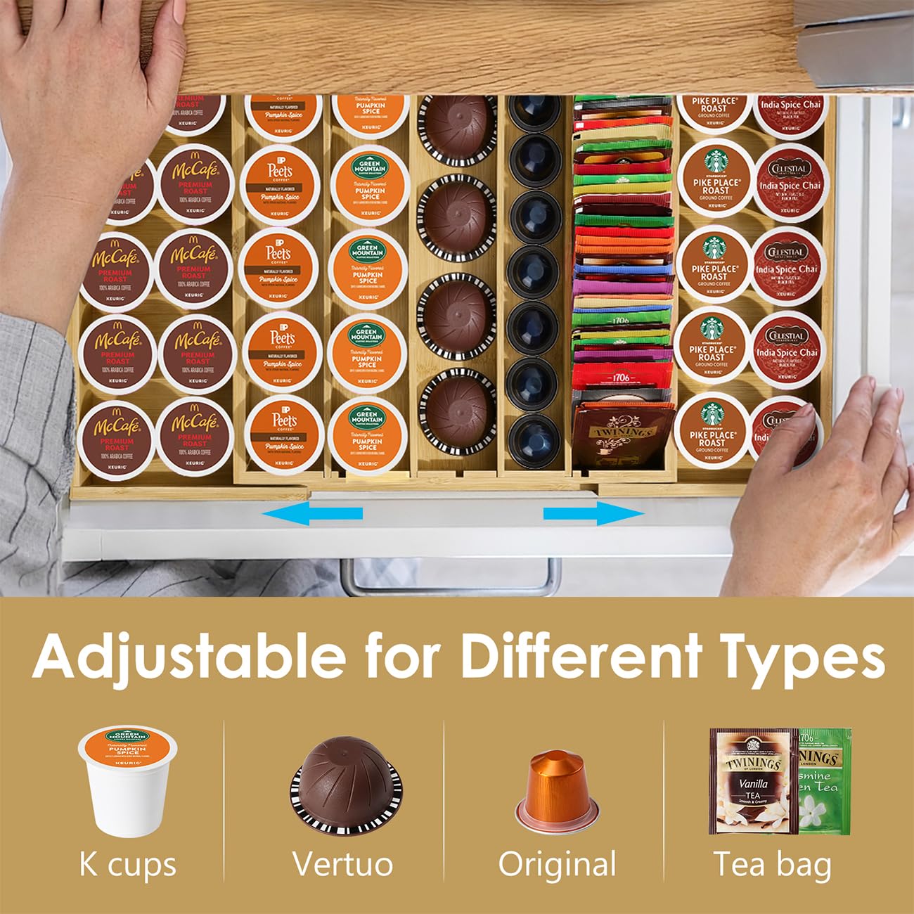 Kssiaz K‑cup storage holds up to 45 pods for quick coffee access