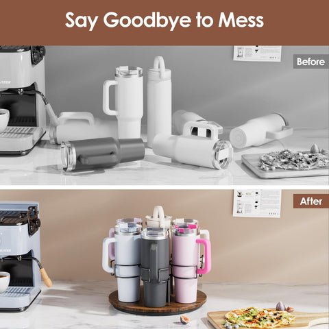 Kssiaz rotating cup holder demonstrates quick reach to drinks.