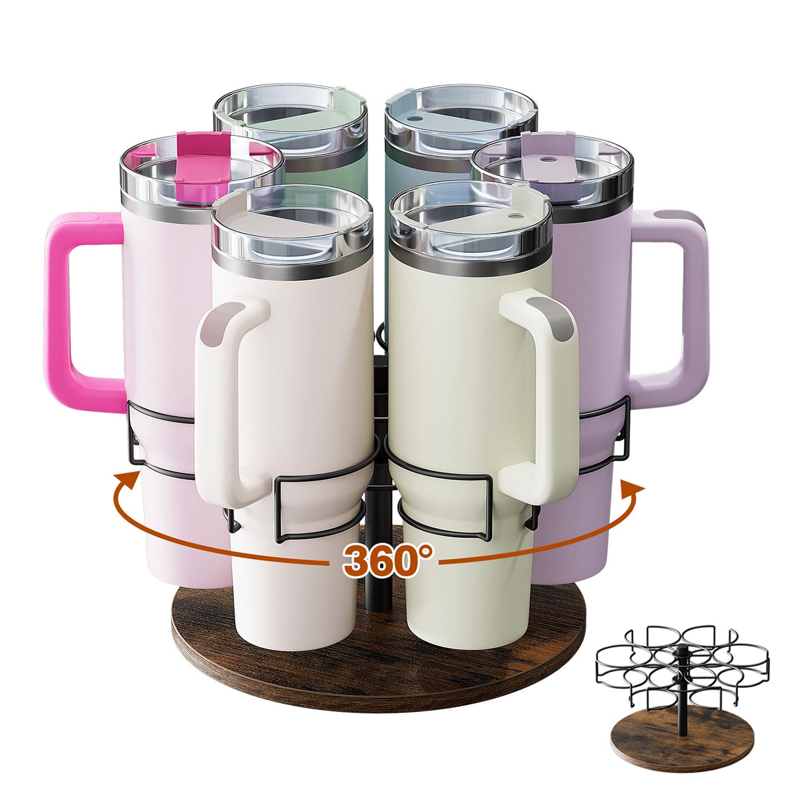 Kssiaz rotating Stanley cup organizer base keeps drinks within reach