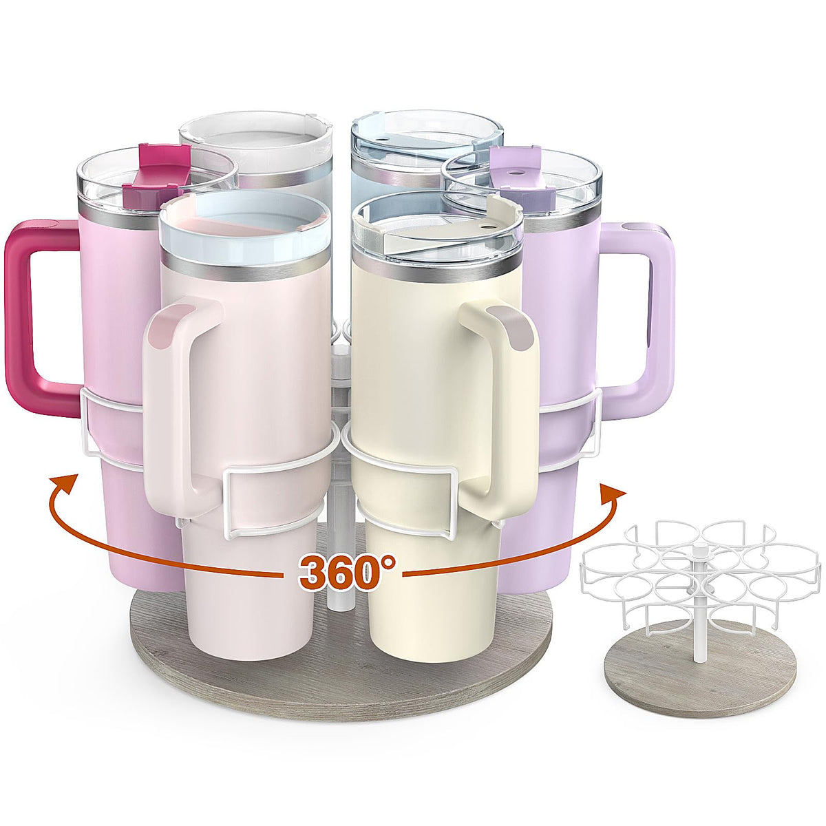 Kssiaz Stanley rotating cup organizer enables quick access to tumblers.