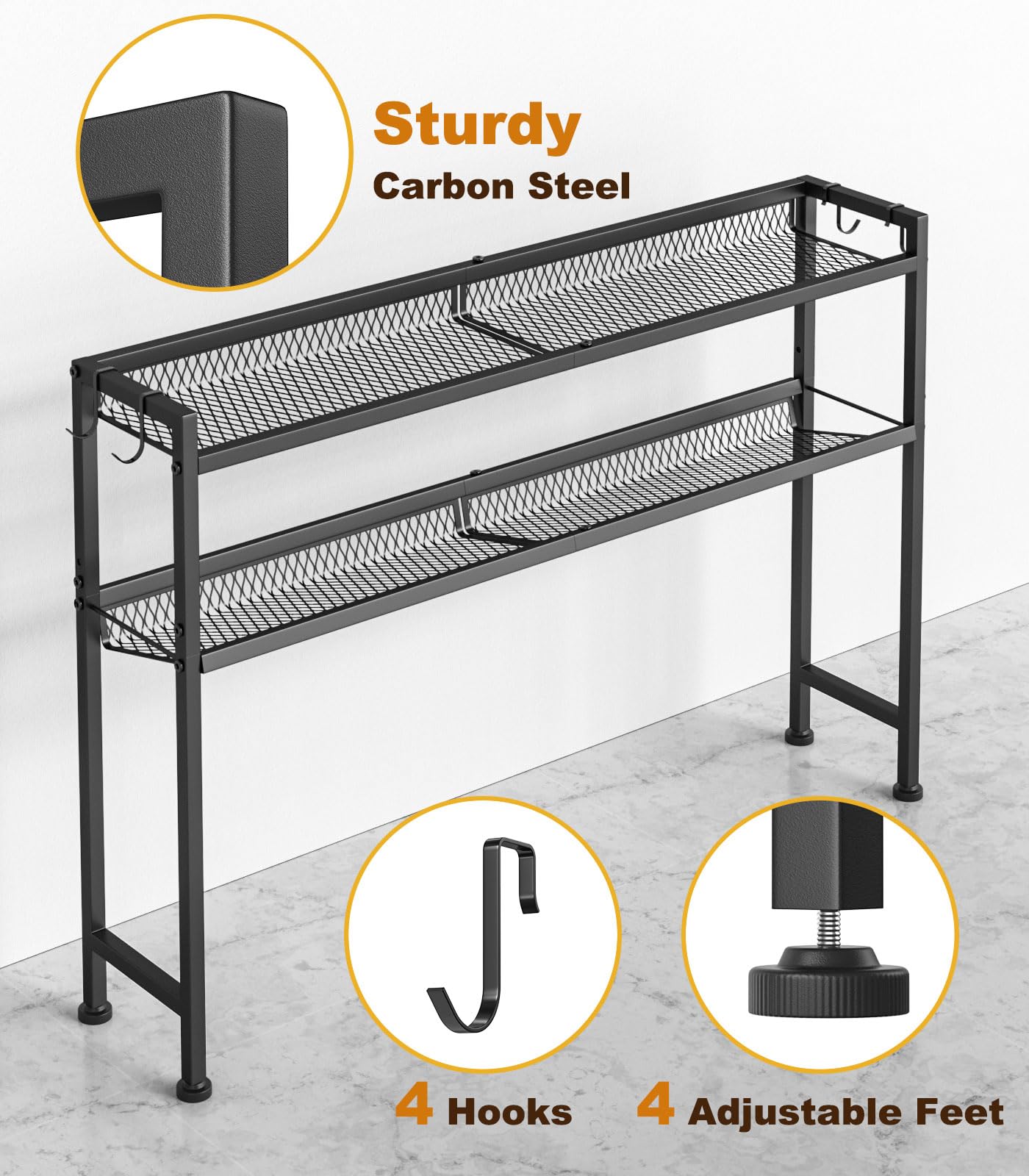 Kssiaz stove top shelf is easy to assemble without drilling.