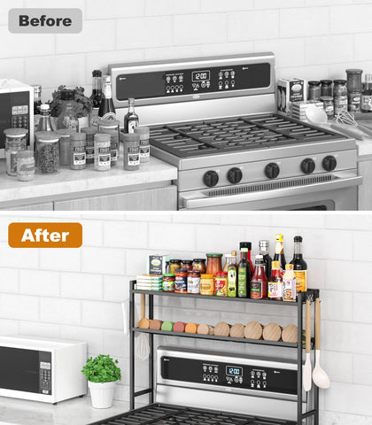 Kssiaz raised guard rails prevent front items from tipping during use.