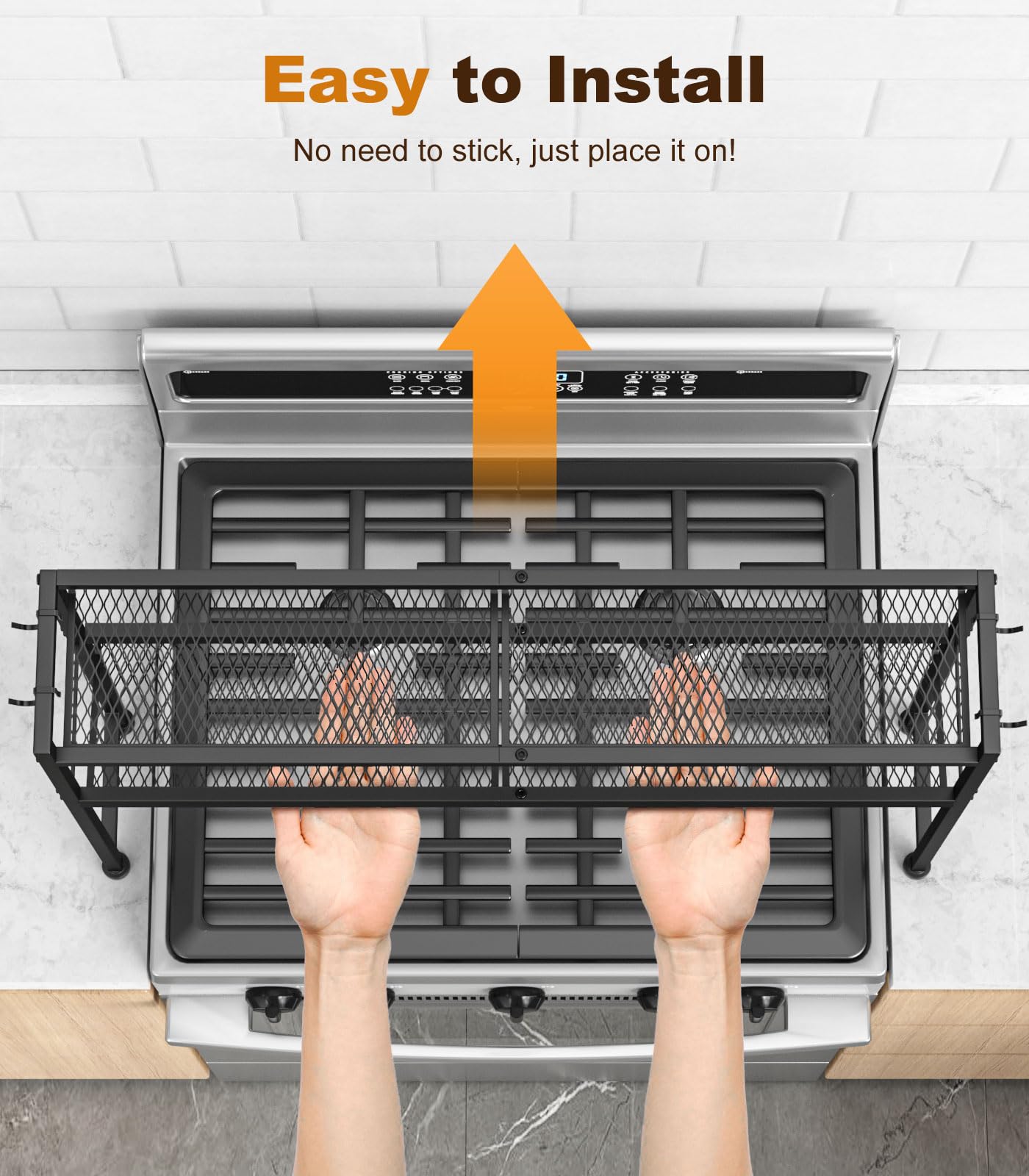 Kssiaz 33-inch rack fits kitchens without upper cabinets for added storage.
