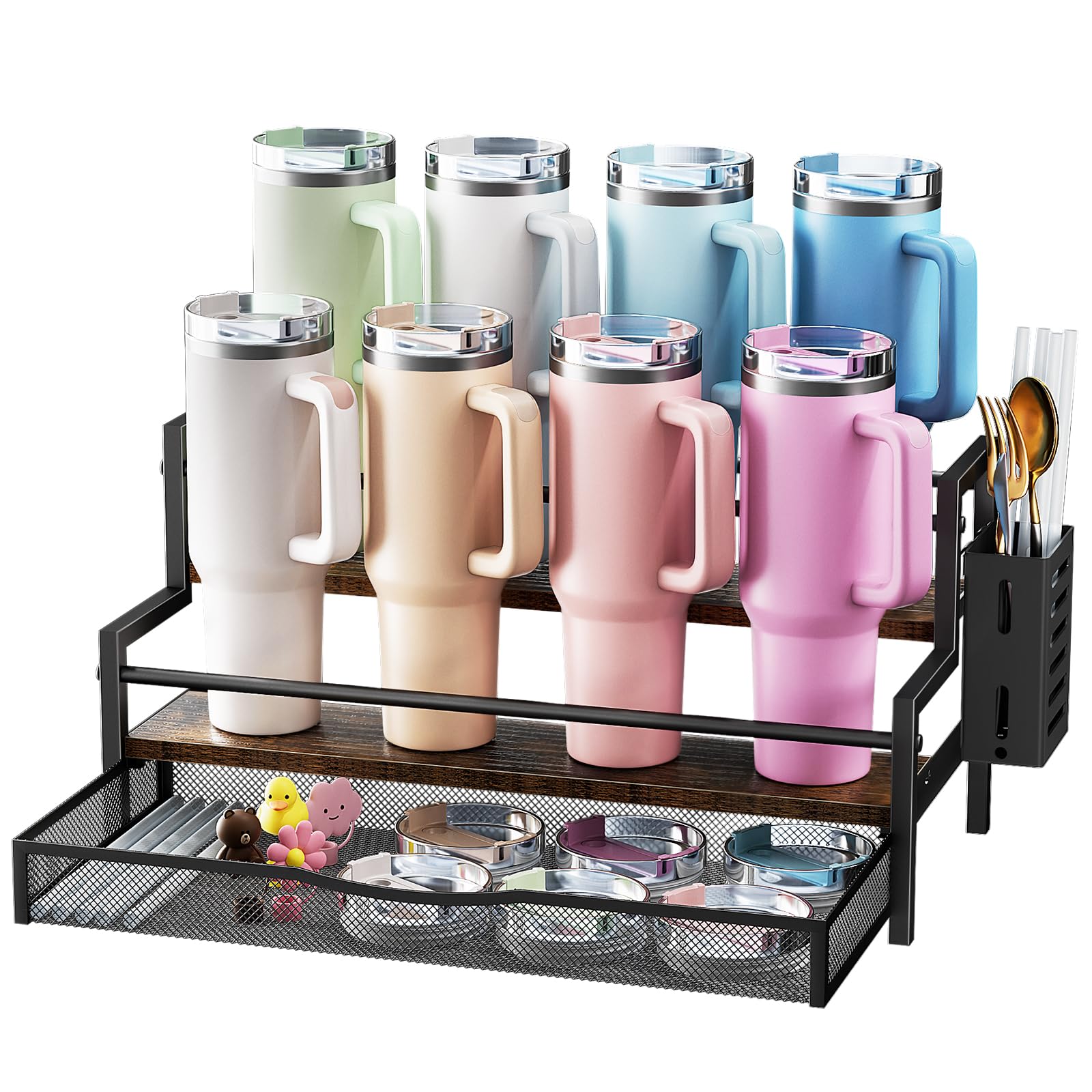 Kssiaz water bottle organizer 2-tier display with space-saving storage for 40 oz tumblers