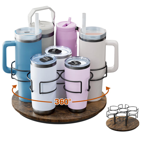 Kssiaz water bottle organizer with rotating base for easy access to large bottles.