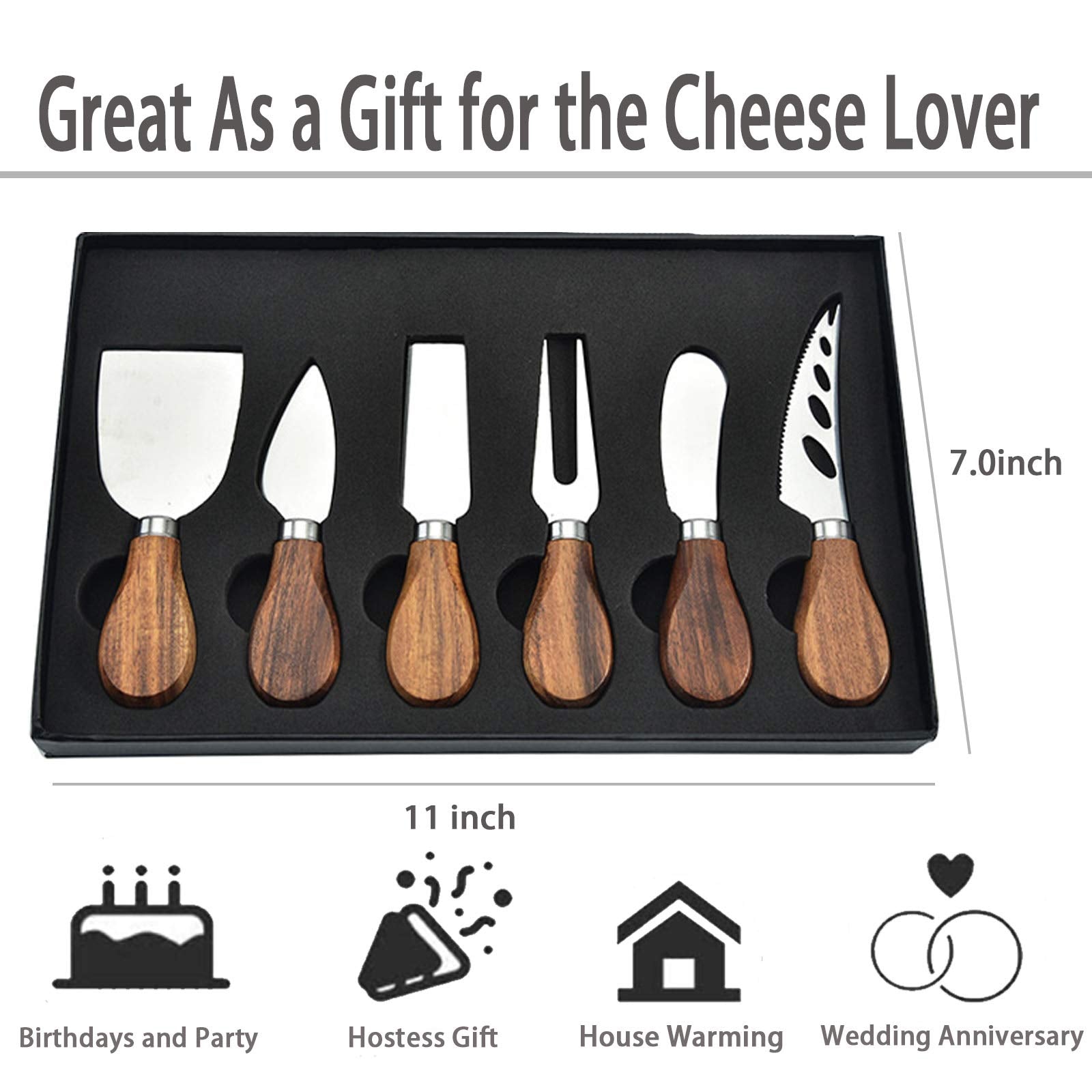 KT-GARY cheese knife set displayed on a charcuterie board for complete entertaining setup.