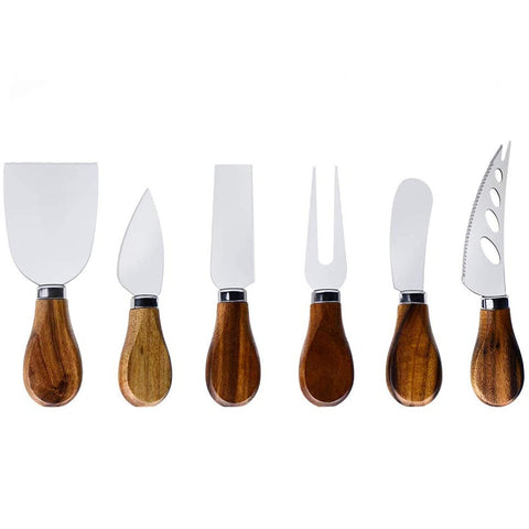 KT-GARY premium cheese knife set with acacia wood handle for elegant cheese boards.