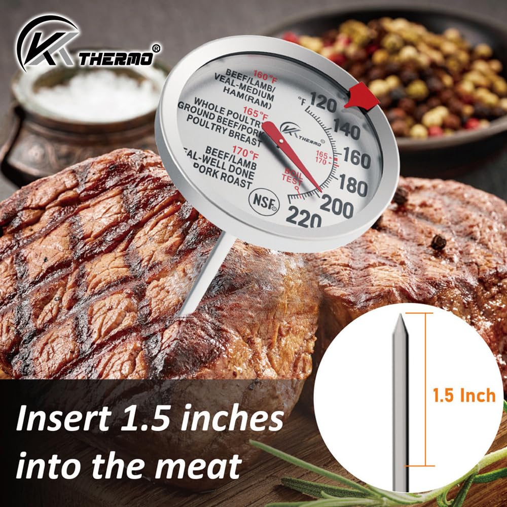 KT THERMO 2.5-inch dial provides quick visibility during cooking.