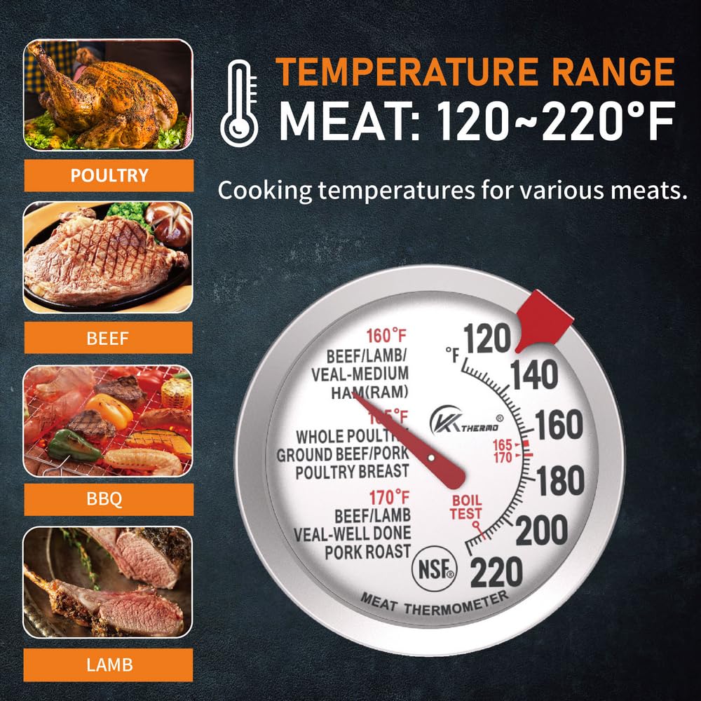 KT THERMO BBQ thermometer in action on grill to check temps.