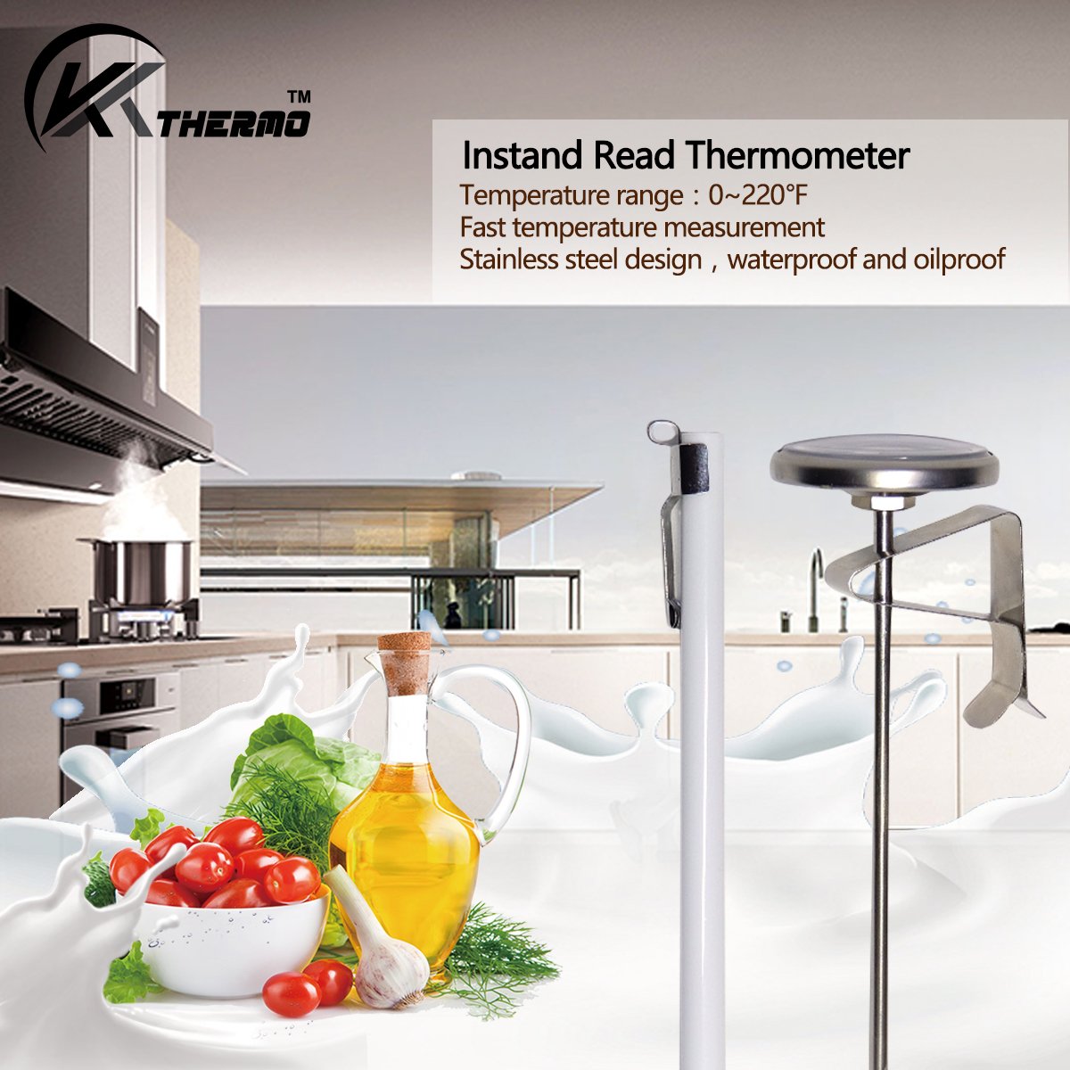 KT THERMO Instand Read 2-Inch Dial Thermometer large dial for instant readings