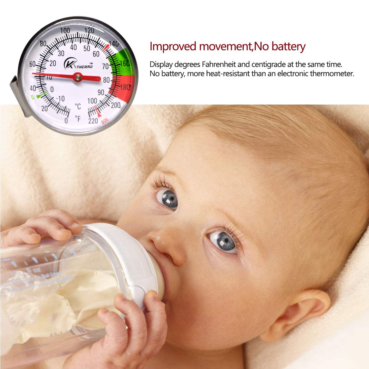 KT THERMO Instand Read 2-Inch Dial Thermometer temperature range for foods