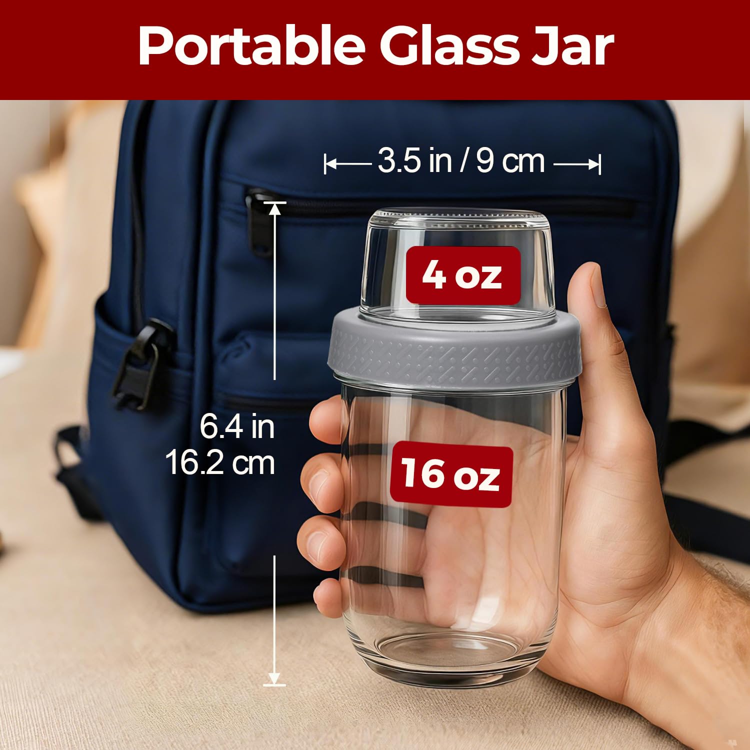 KTMAMA glass meal prep jar with airtight lid for freshness.