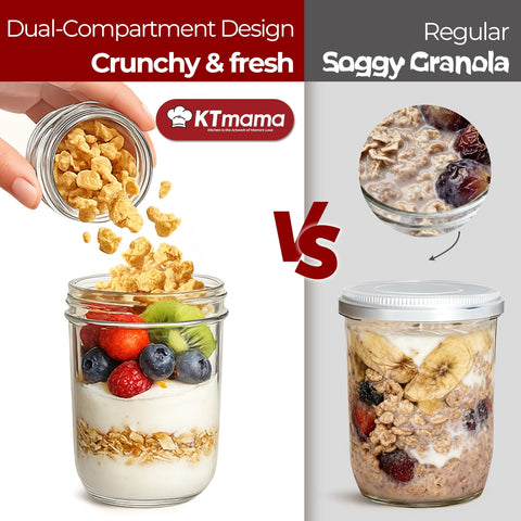 KTMAMA portable 16-ounce jar perfect for oats or yogurt on the go.