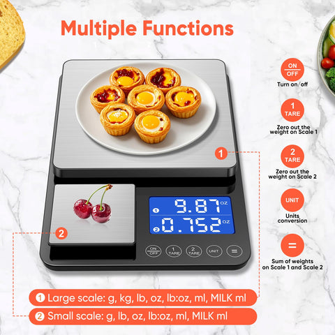 KUAIVO kitchen scale tare function for precise container subtraction