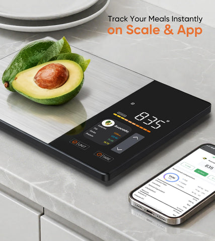 KUAIVO nutrition scale displays protein and macros for precise meals.