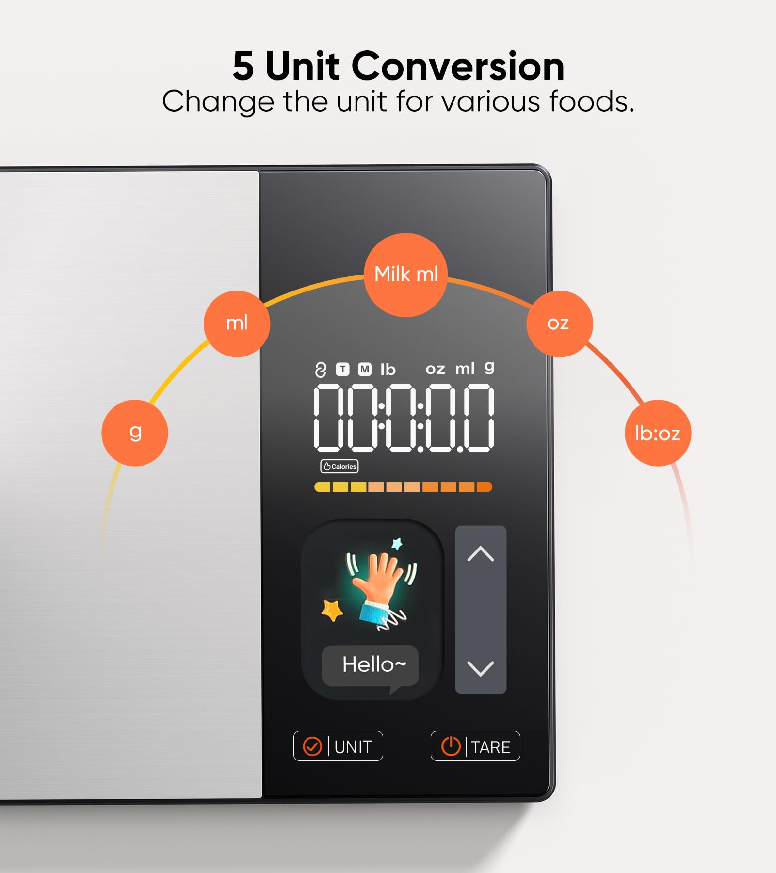 KUAIVO scale weighs in multiple units for flexible cooking.