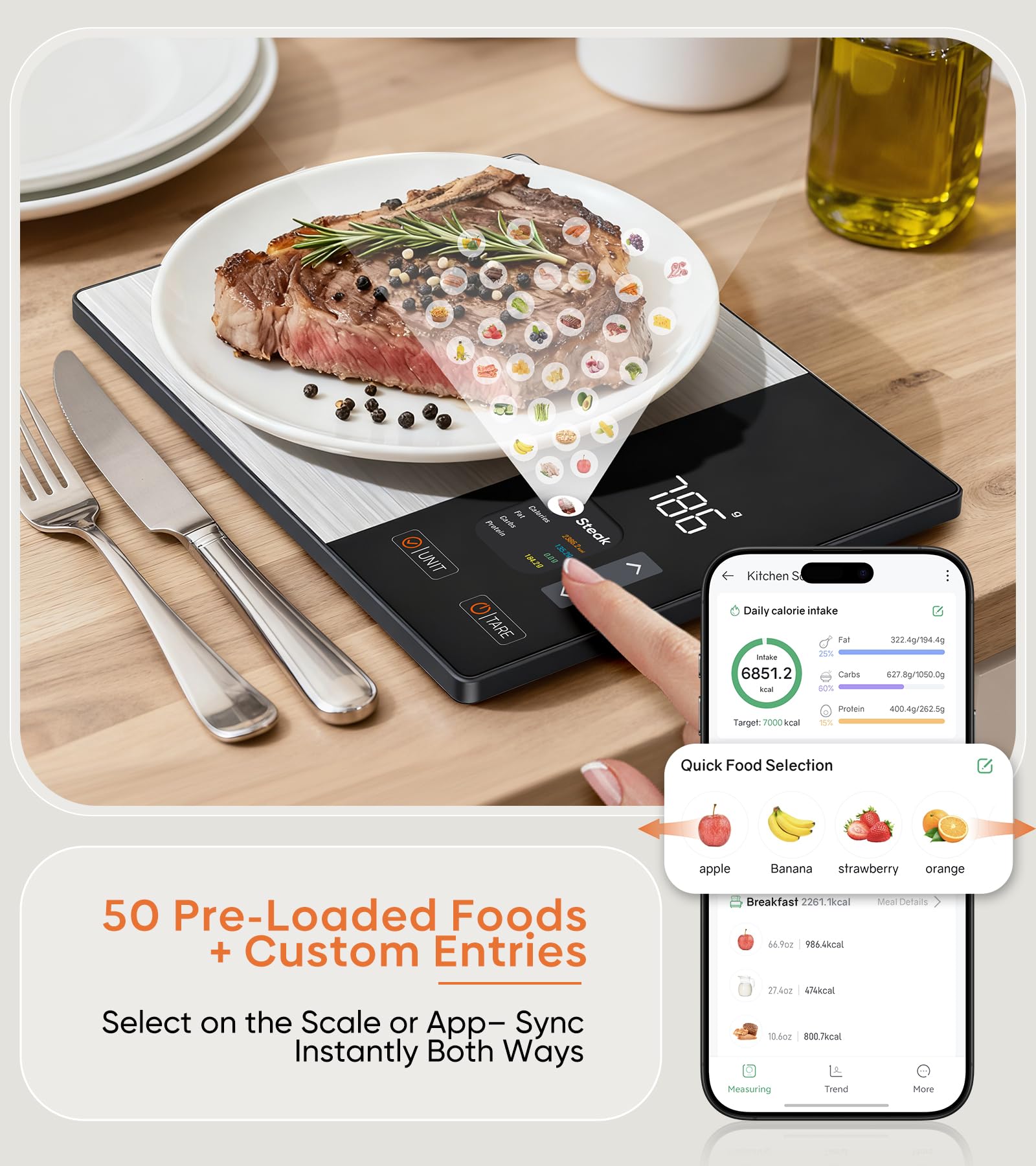 KUAIVO tare function enables precise ingredient measurement for recipes.