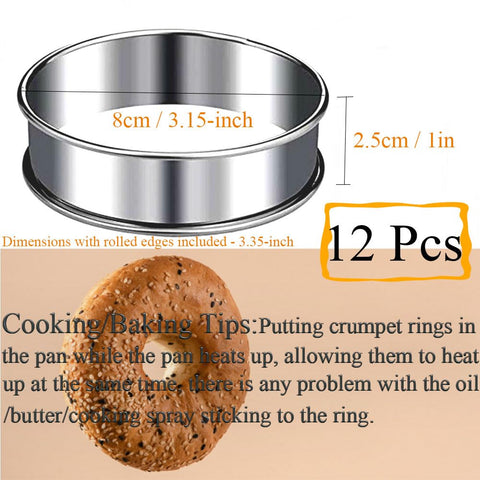 KUAYB crumpet rings with double rolled edges seal batter effectively