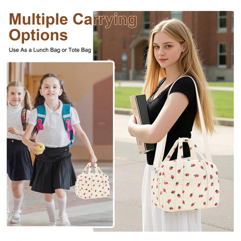 KUBYA lunch bag with comfortable handle and adjustable strap for easy carrying