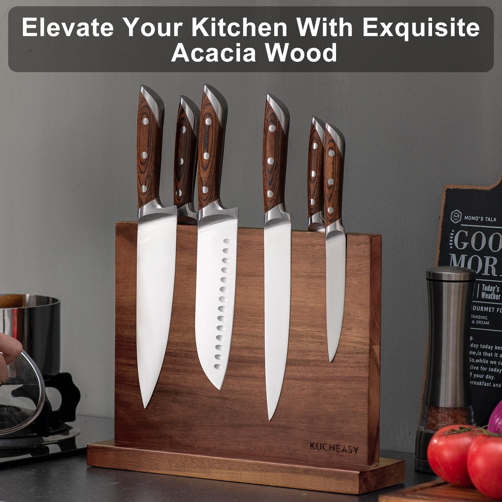 KUCHEASY magnetic closeup on knife tip demonstrating secure storage