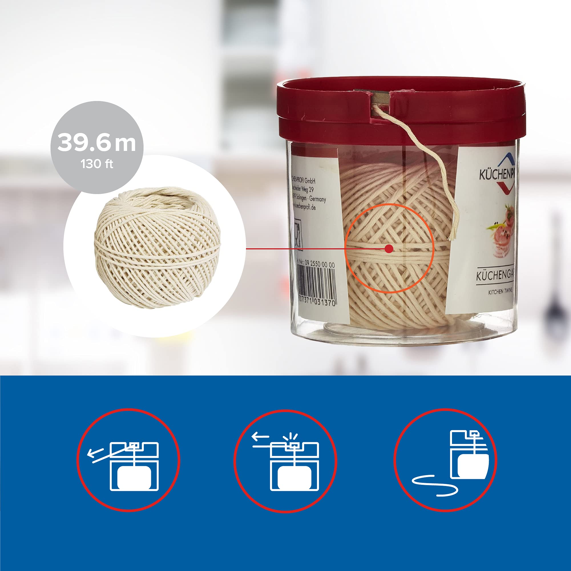 Kuchenprofi oven-safe cotton twine on a 164-foot roll for roasting