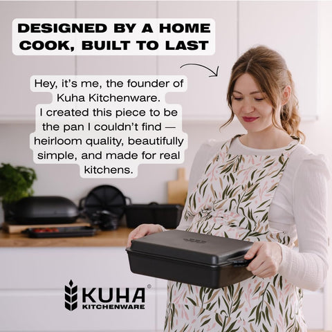 KUHA chainmail scrubber included for quick cleaning after cooking.