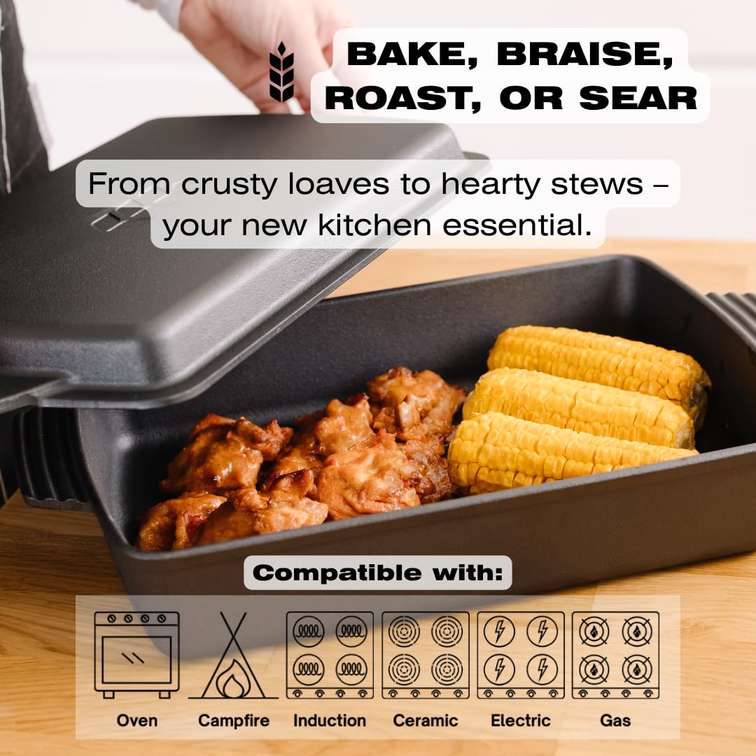KUHA cast iron is induction-compatible for even heating.
