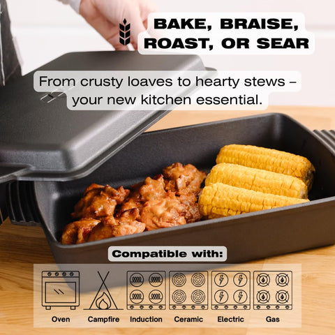 KUHA cast iron is induction-compatible for even heating.