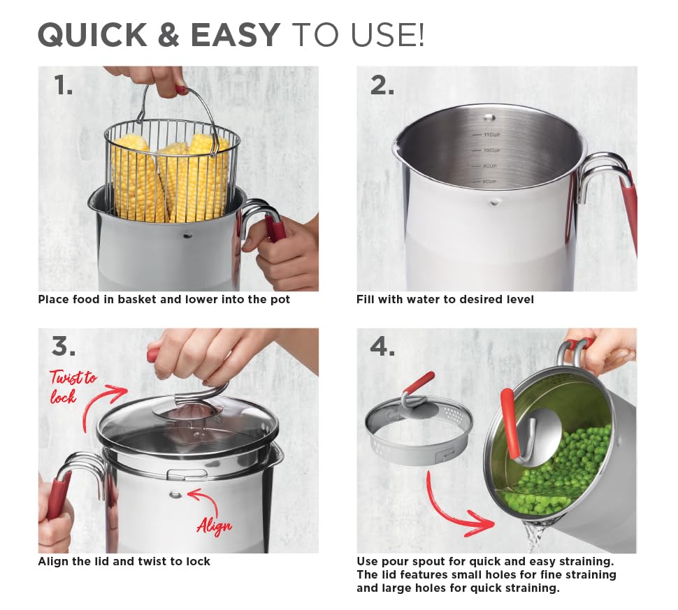 Kuhn Rikon steam basket fits the pot for vegetable steaming