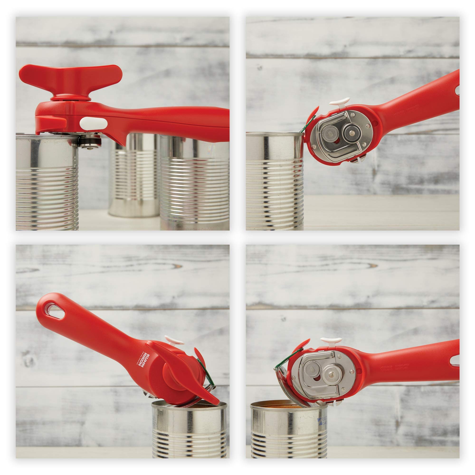 Kuhn Rikon ergonomic handle enables comfortable one-handed operation.