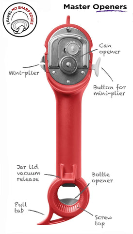 Kuhn Rikon Auto Safety Master Opener removes jar lids safely for easy access