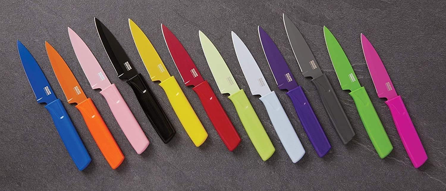 Kuhn Rikon COLORI barbecues and travel-ready paring knife in action
