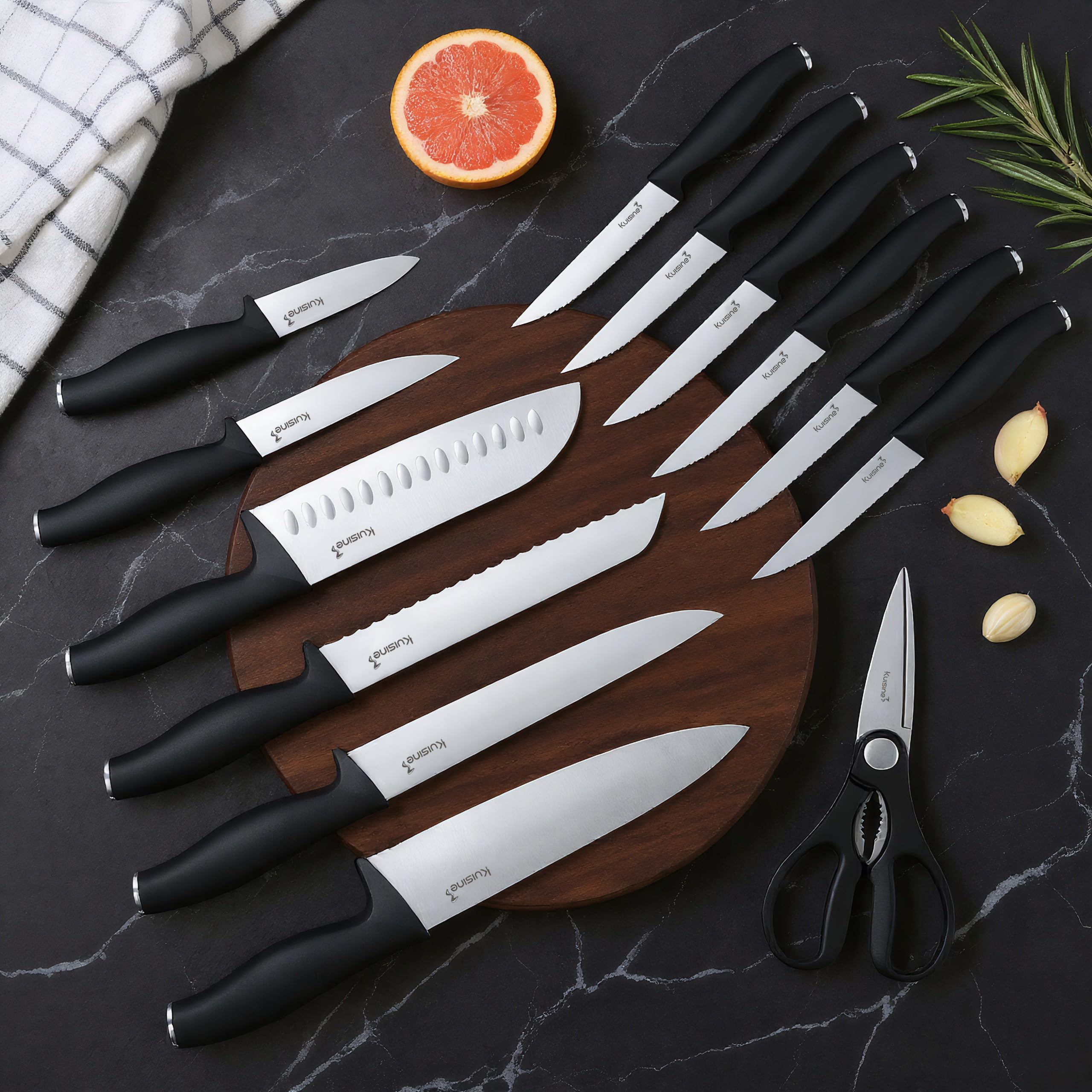 Kuisine 6-piece Steak Knife Set in block for table-ready service