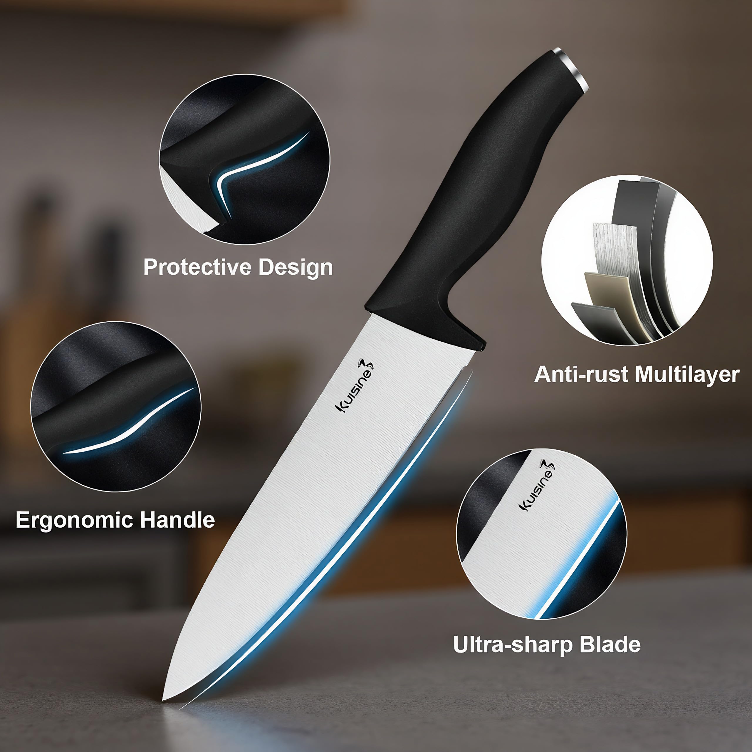 Kuisine 8-inch Slicing Knife delivers clean, even slices for meat and vegetables