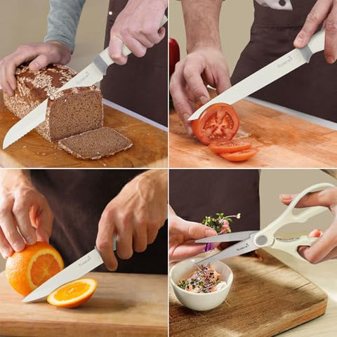 Kuisine 8-inch slicing knife in ivory ideal for clean, even slicing
