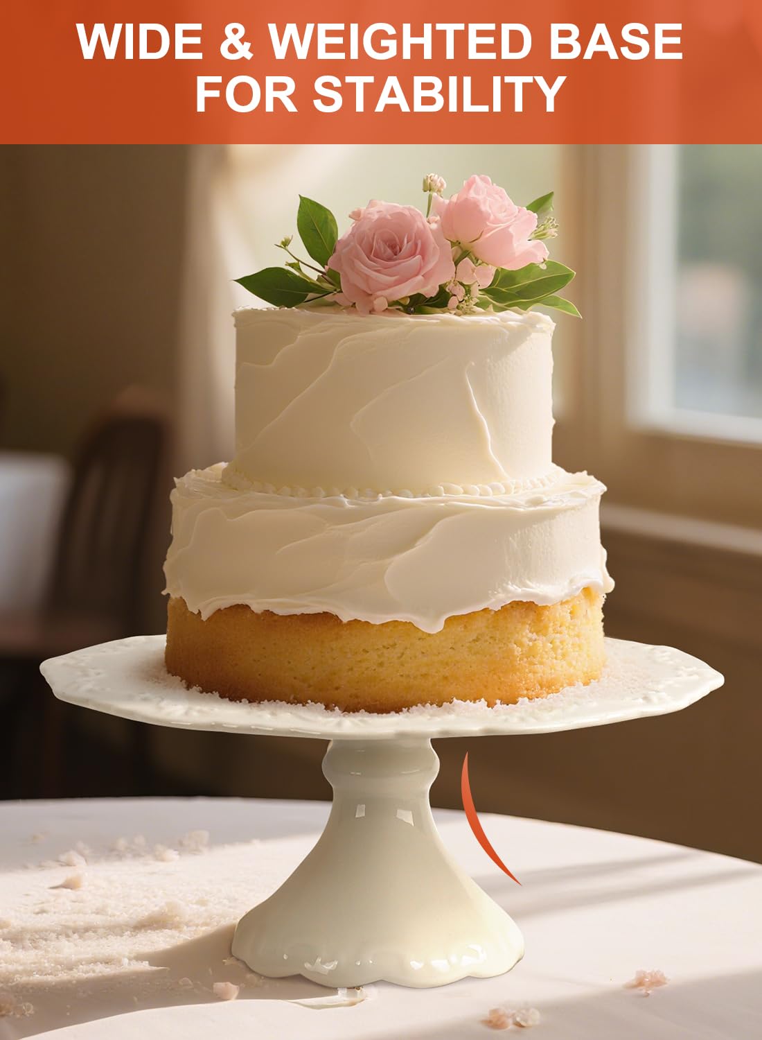 Kukikan cake stand embossed edge detail adds vintage charm and anti-slip grip.