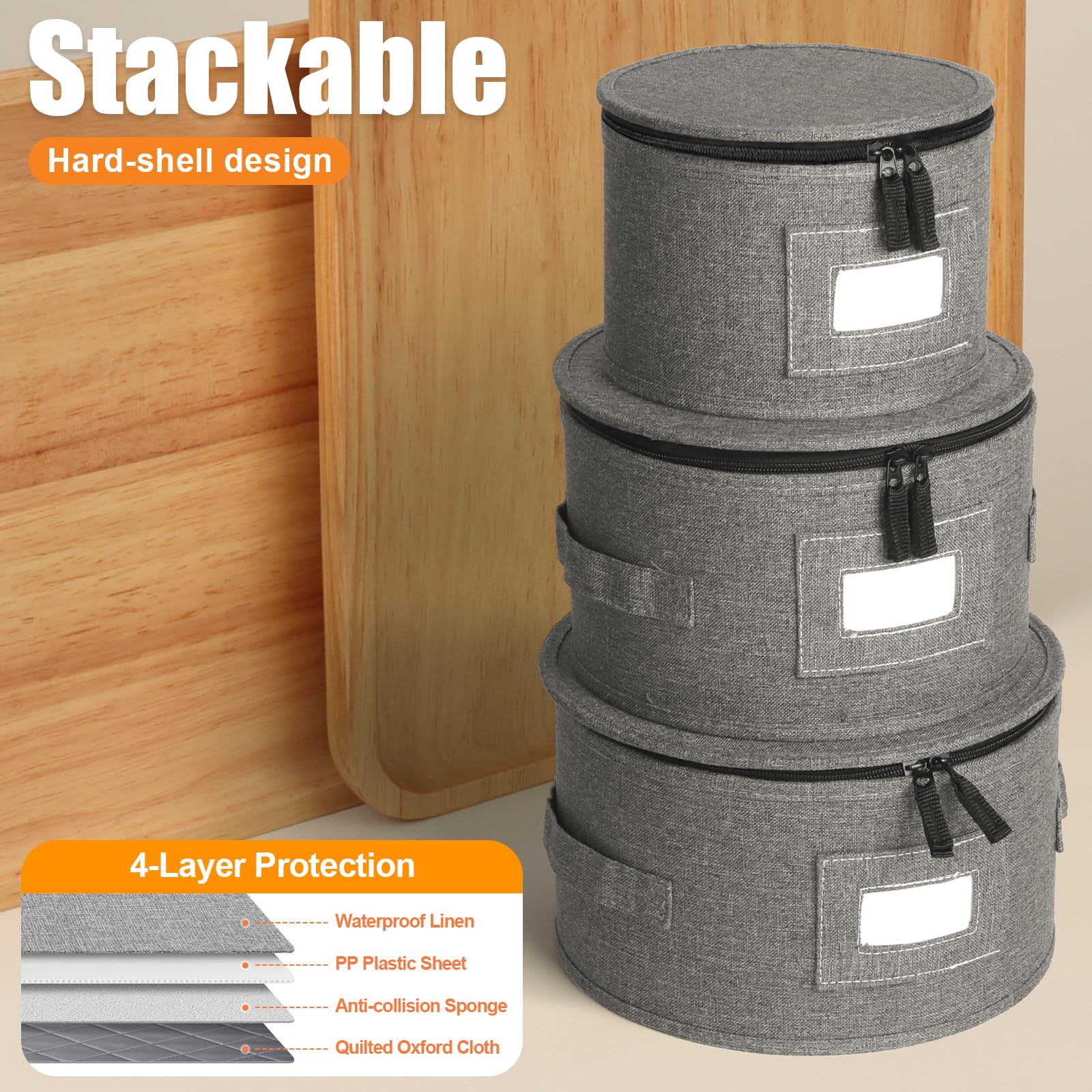 Kukikan china storage containers felt-dividers keep porcelain separated to prevent scratches.