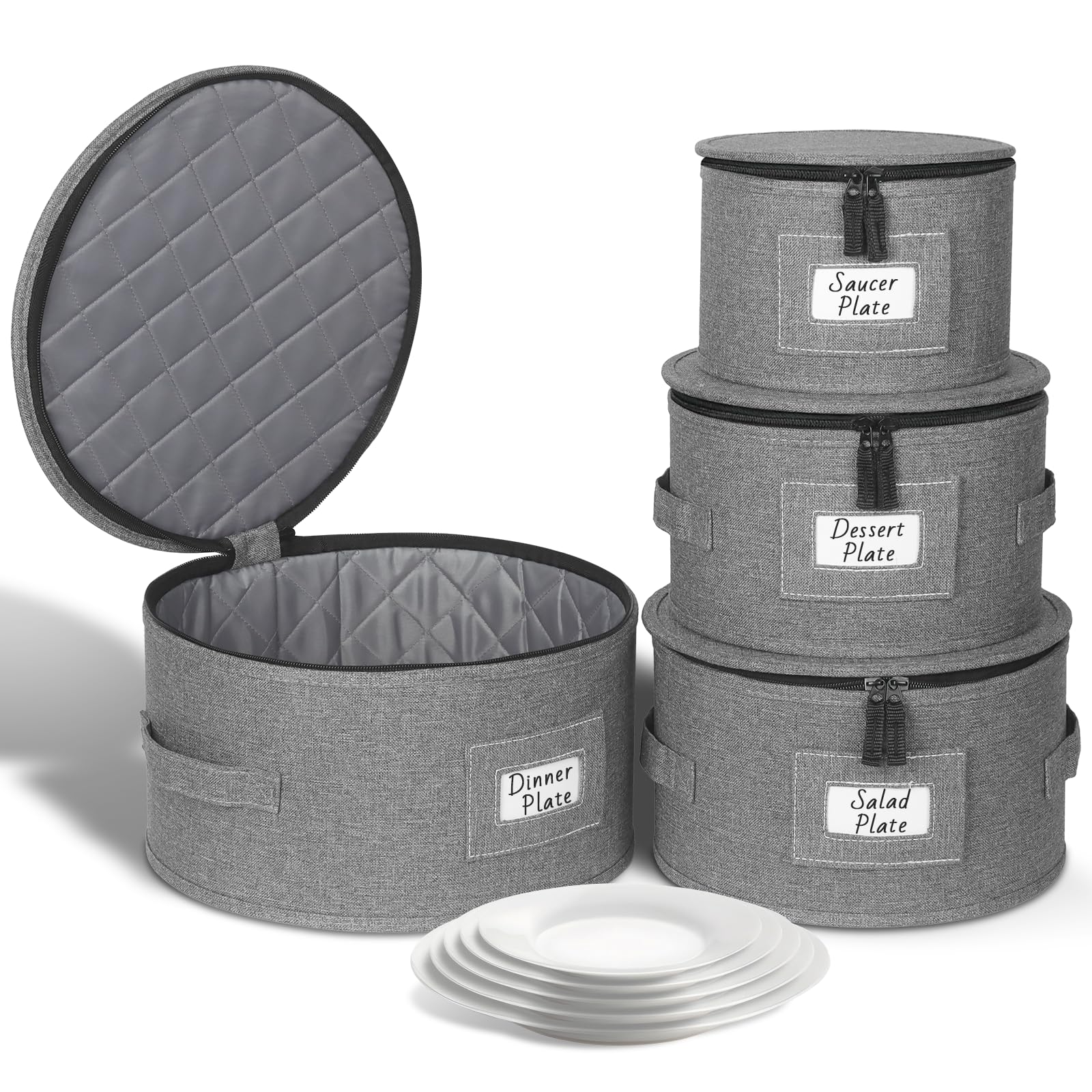 Kukikan china storage containers hard shell exterior protects dinnerware from dust and impacts.
