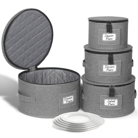 Kukikan china storage containers hard shell exterior protects dinnerware from dust and impacts.