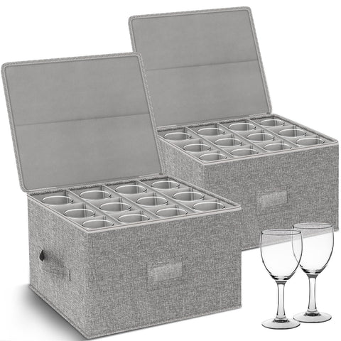 Kukikan wine glass storage box outer view; sturdy protection for stemware during storage.