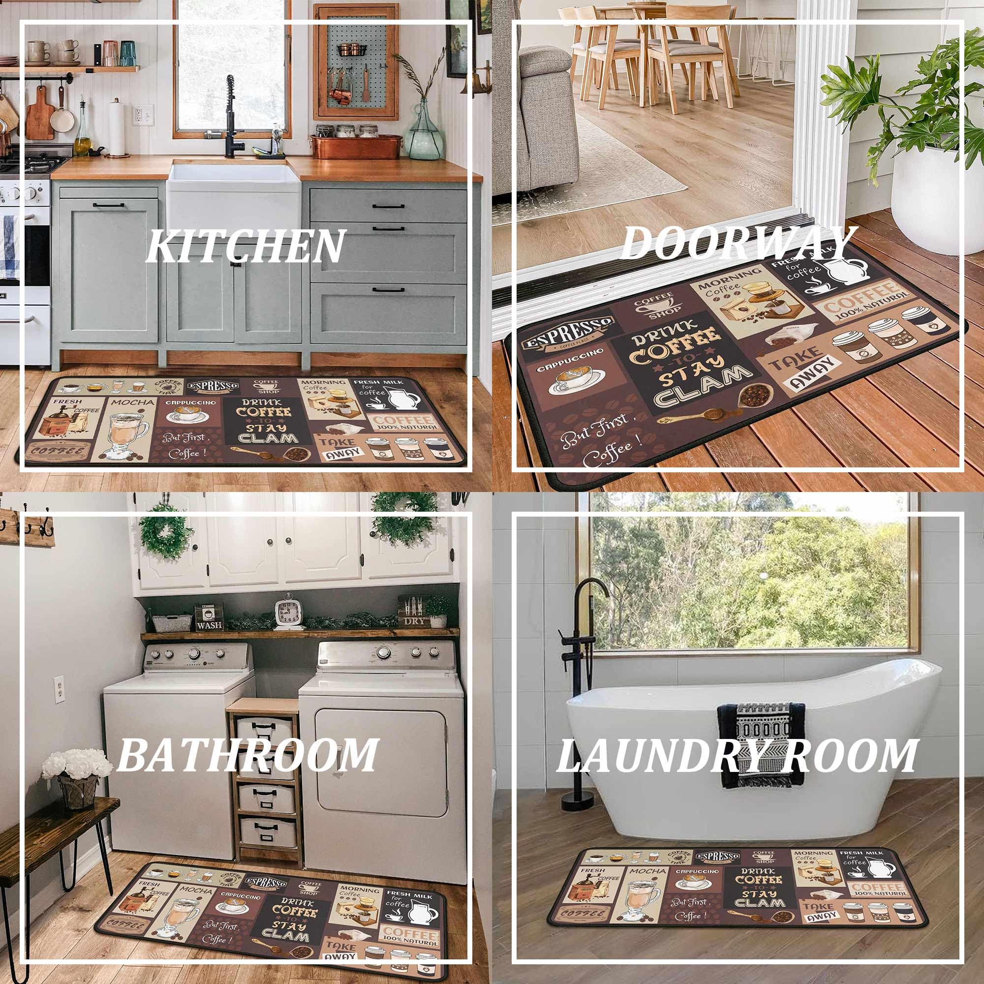 Kukli Coffee Rugs 17x47 size shown as longer kitchen runner