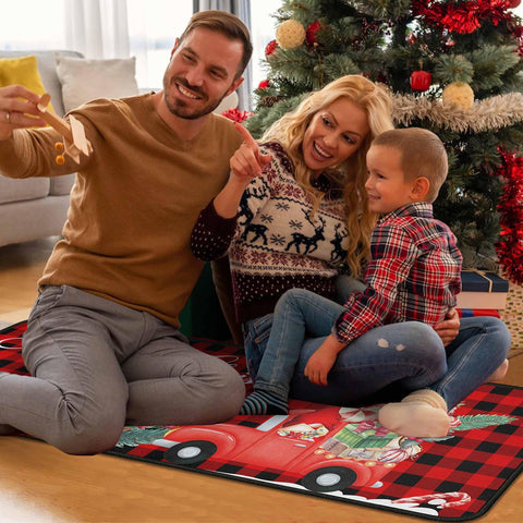 Kukli Kitchen Christmas gift pattern rug enhances holiday decor near the doorway