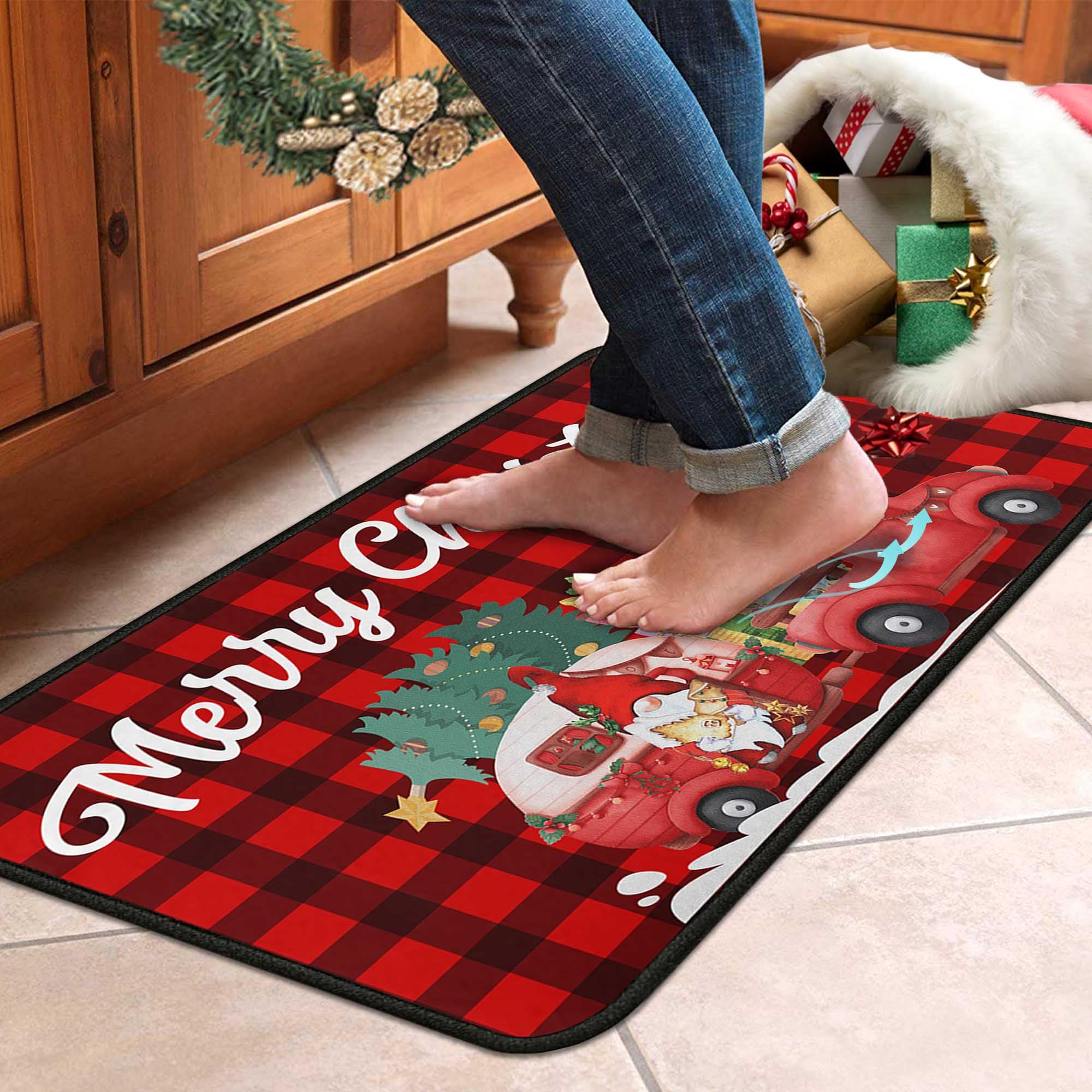 Kukli Kitchen door entrance rug with Christmas cheer for the entry