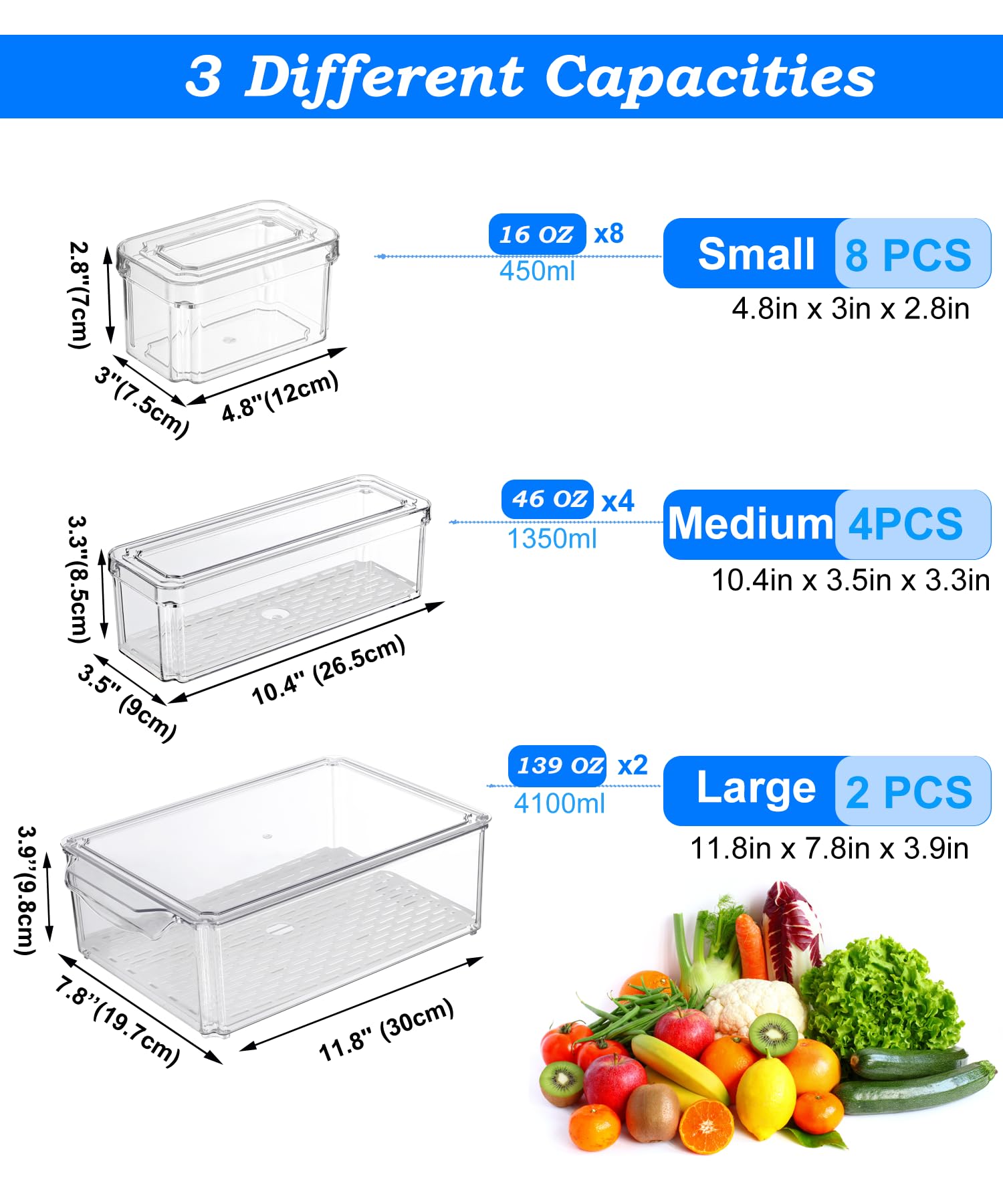 KUMD BPA-free clear fridge bin demonstrates safe food storage.
