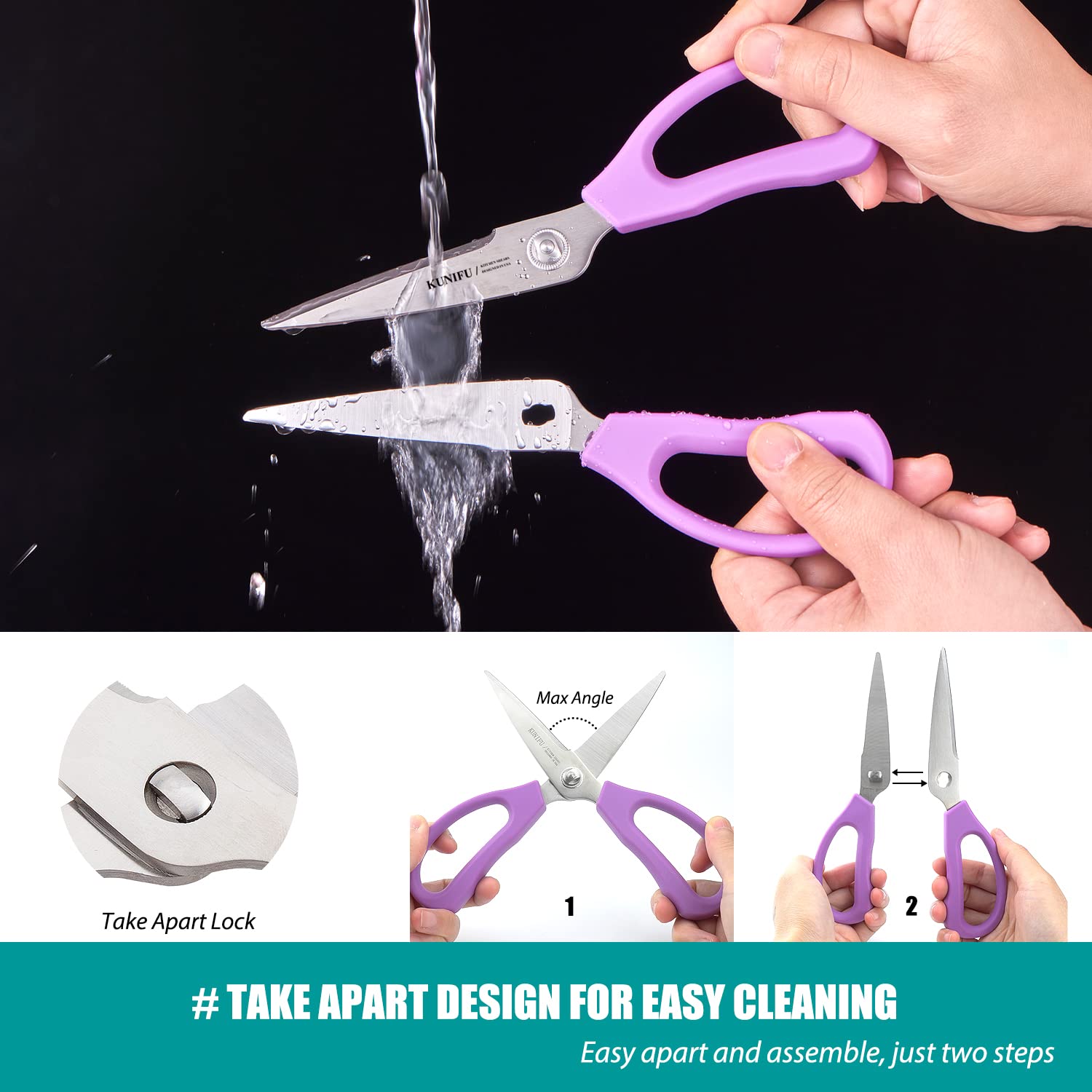 KUNIFU scissors help debone chicken with controlled precision.