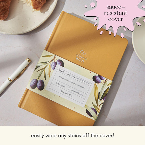 Kunitsa Co. Recipe Notebook back-pocket storage for clippings and handwritten recipes