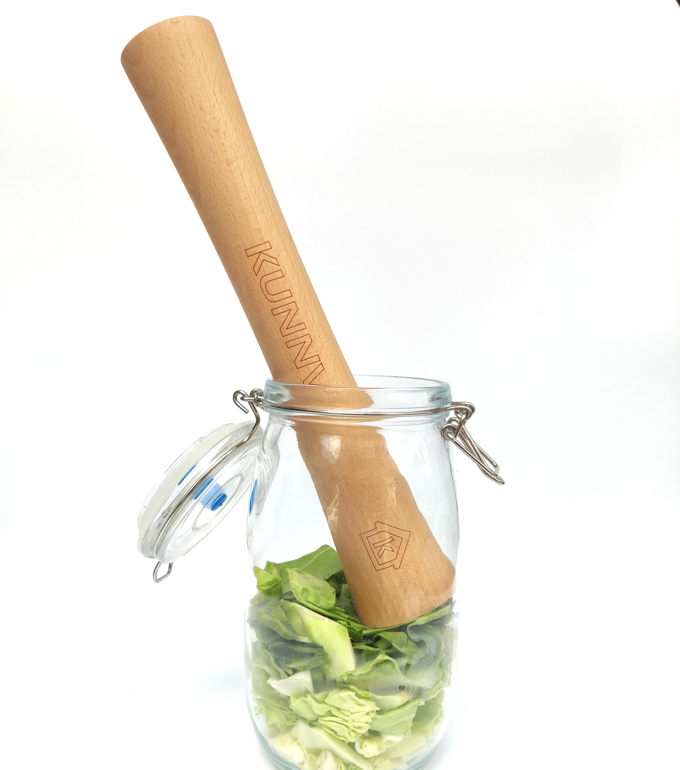 KUNNV Sauerkraut Pounder flat ends enable precise packing in jars.