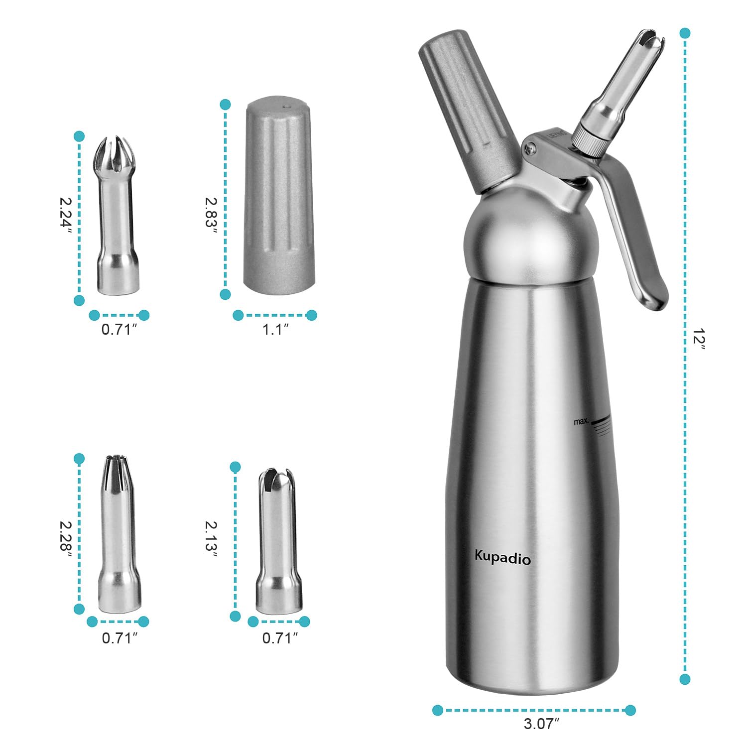 Kupadio included cleaning brush helps reach small dispenser parts.