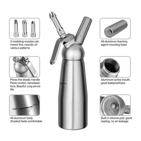 Kupadio nozzle set for whipped cream dispenser enables versatile topping designs.